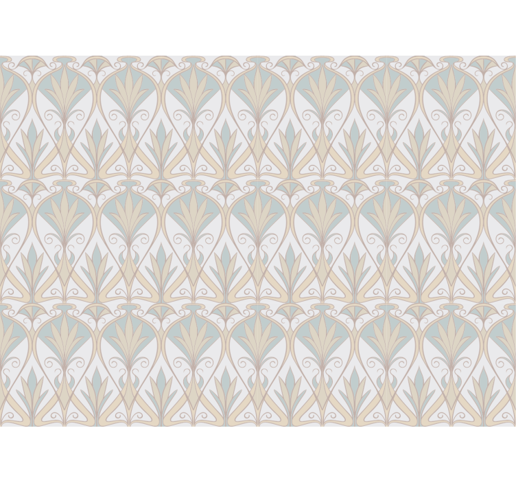 Rullgardin beige botanisk retro blommönster - Tenstickers