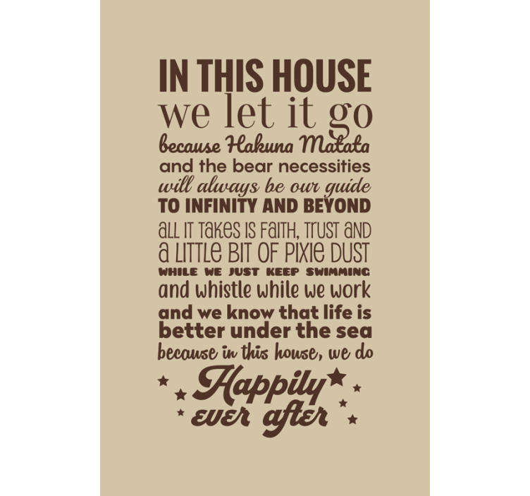 I det här huset låter vi det bli textRullgardin - Tenstickers