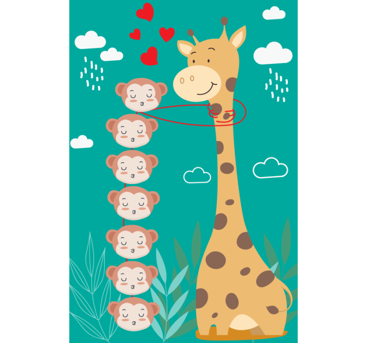Apor kysser giraff kul rullgardin - Tenstickers