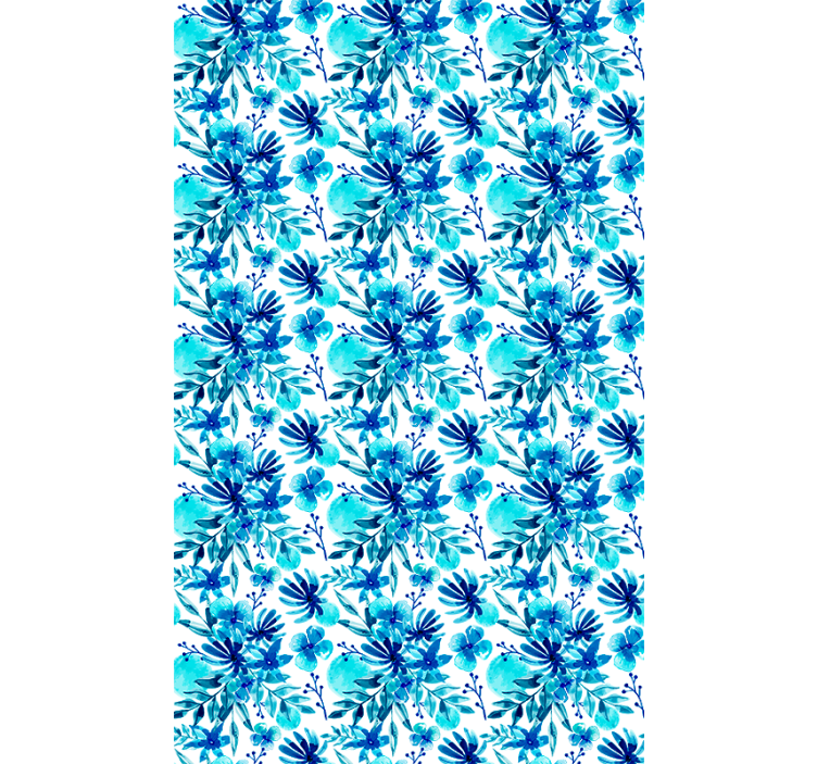 Livfullt blått tema Rullgardin blommor och växter - Tenstickers