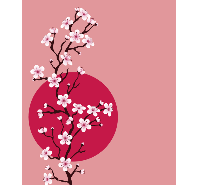 Sakura blossom stjälk Rullgardin blommor och växter - Tenstickers