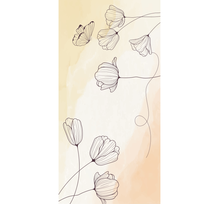 Rullgardin blommig aquarella blommig kontur - Tenstickers