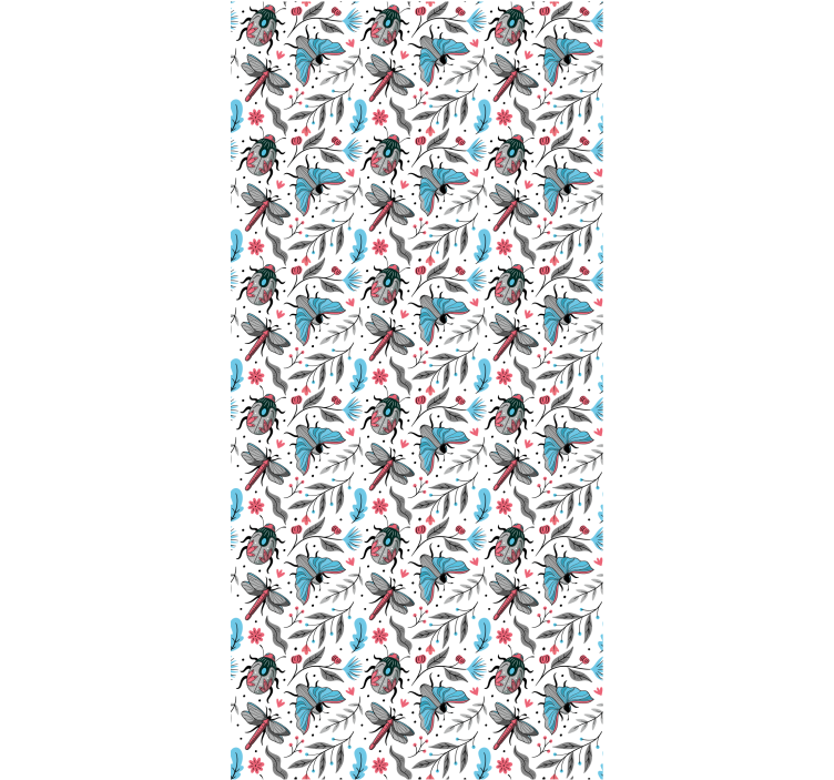 Bevingade insekter och flora Rullgardin blommor och växter - Tenstickers