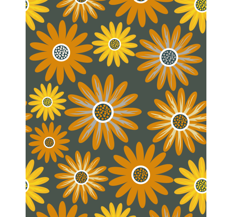 Orange daisy blommor blomma rullgardin - Tenstickers