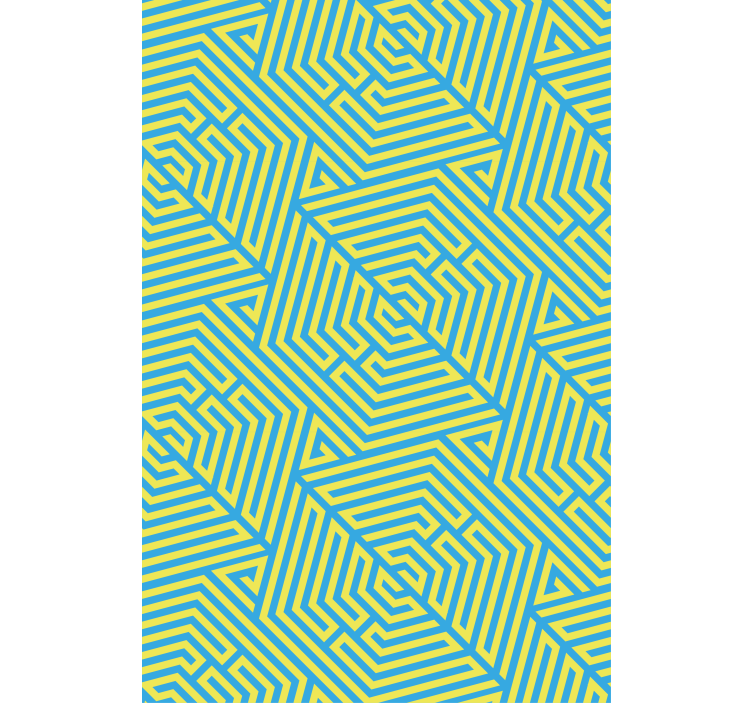 Retro blå och gult mönster rullgardin - Tenstickers