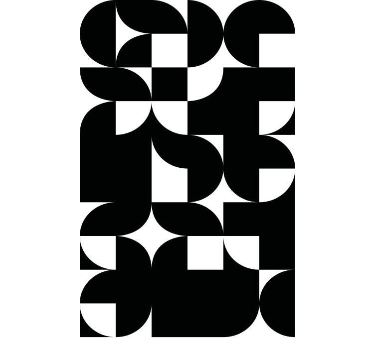 Svartvitt abstrakt Rullgardinmålning - Tenstickers