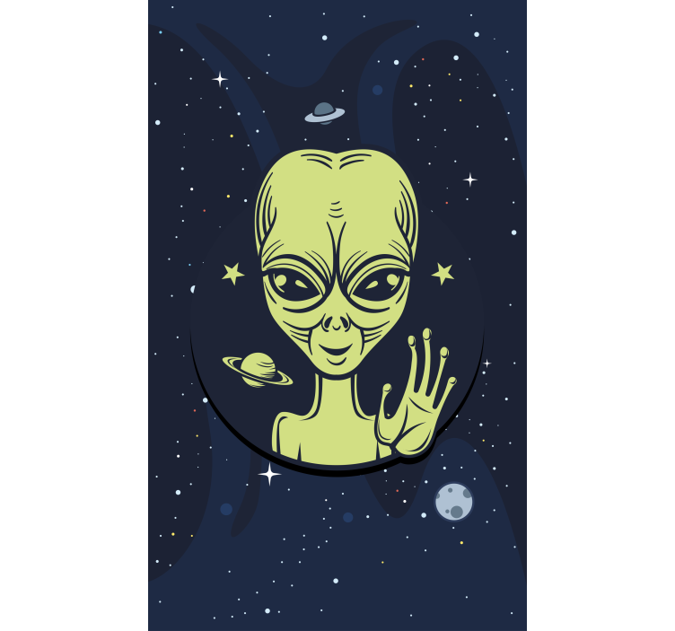 Söt alien viftande original rullgardin - Tenstickers