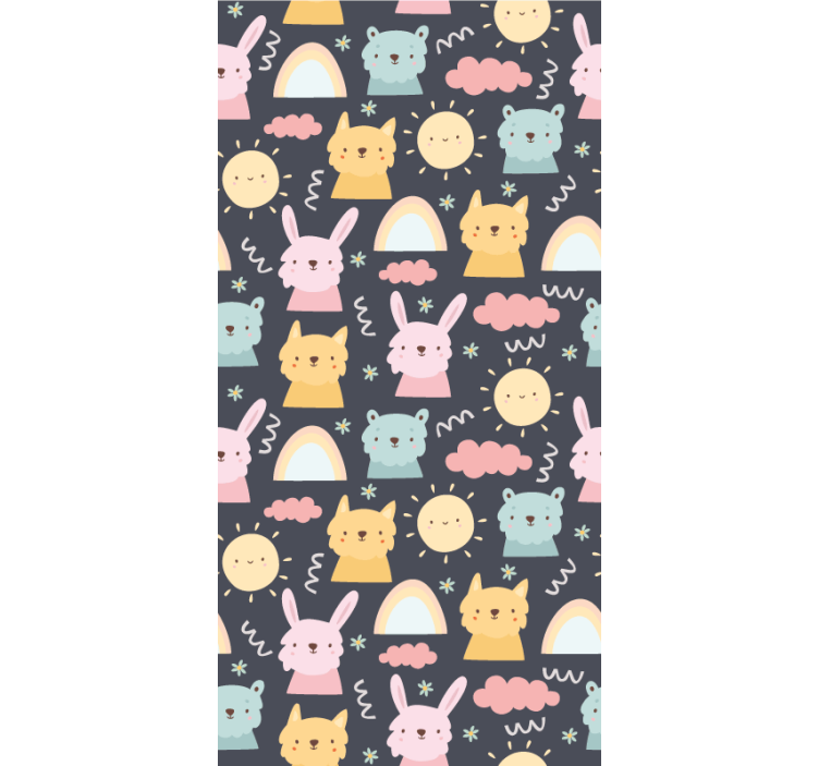 Pastell djur och regnbågar barn rullgardin - Tenstickers