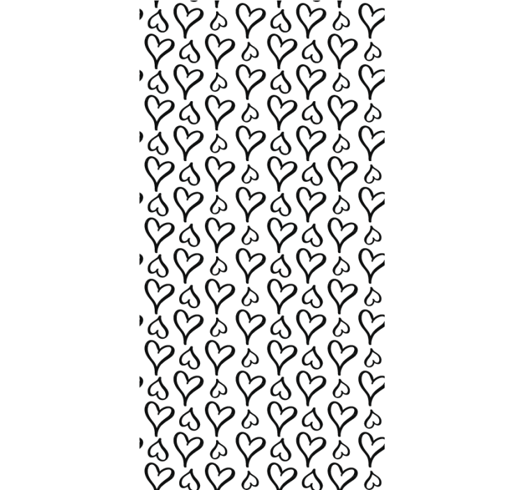 Svart illustrerad hjärta ikoner romantisk rullgardin - Tenstickers