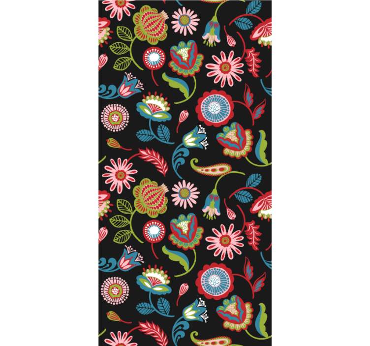 Färgglada folkmönster blomma rullgardin - Tenstickers