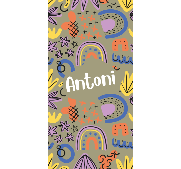 Geometriska regnbågar med namn Rrullgardin barn - Tenstickers