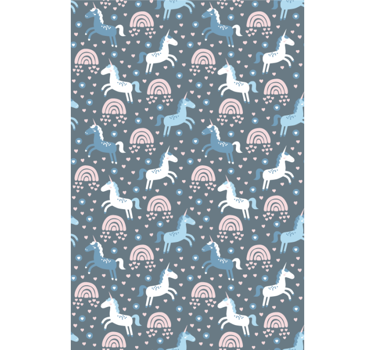 Rullgardin barn blå enhörningar och regnbågar - Tenstickers