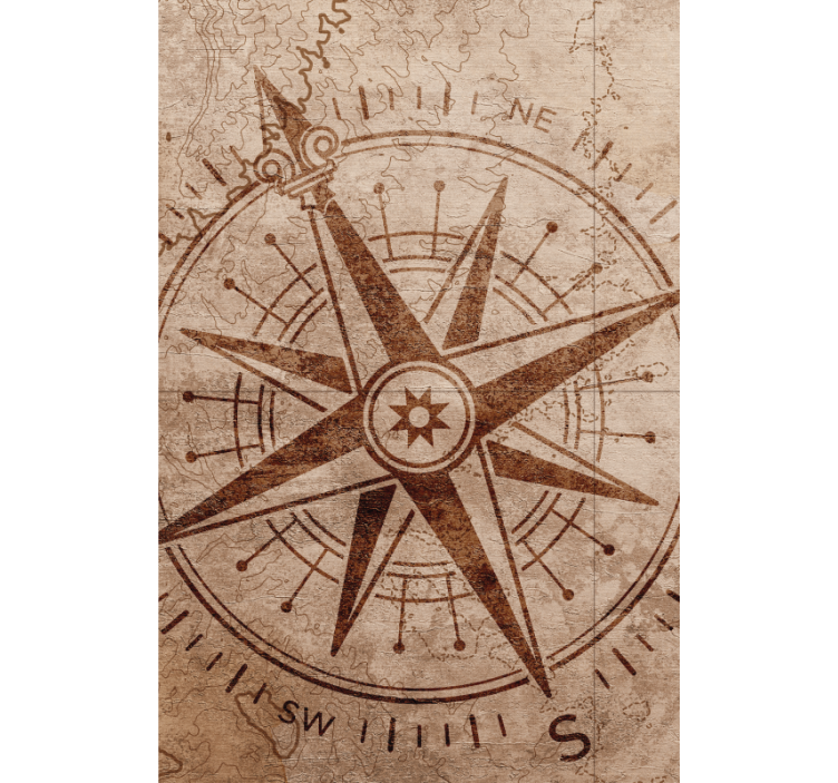 Vintage kompass design Rullgardin världskarta - Tenstickers