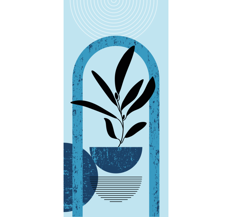 Blå snygg krukväxt Rullgardin blommor och växter - Tenstickers