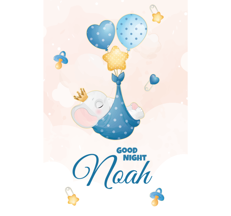 Söt elefant för pojke med namn plantskola rullgardin - Tenstickers