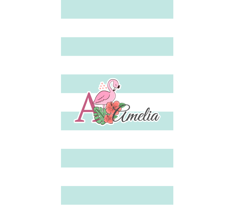 Söta djur flamingo med namn plantskola rullgardin - Tenstickers