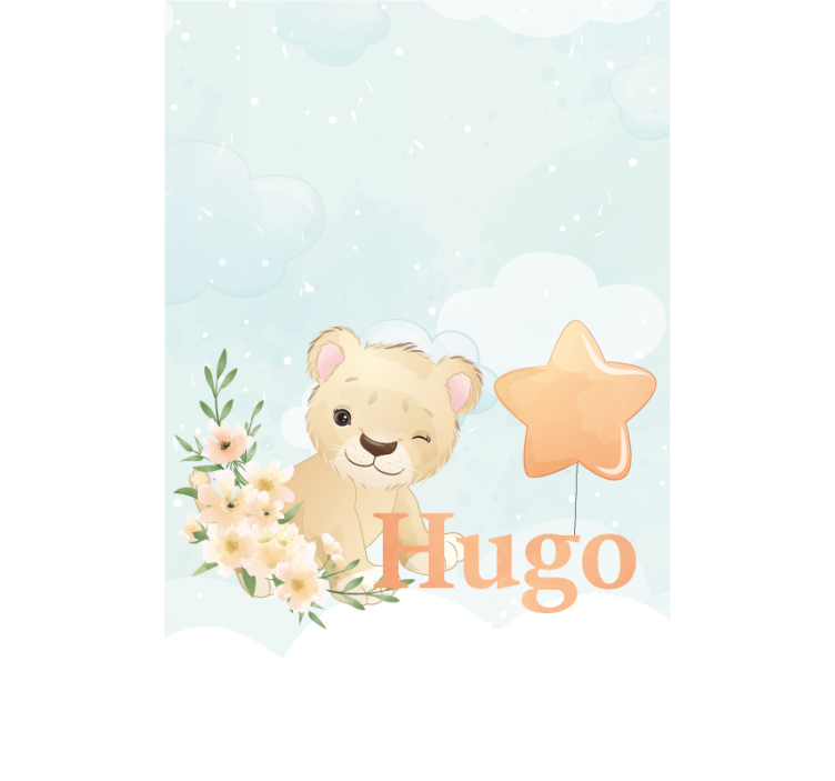 Söt lejon för pojke med namn barnkammare rullgardin - Tenstickers