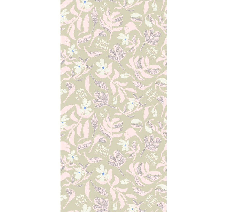 Beige blad tema Rullgardin blommor och växter - Tenstickers