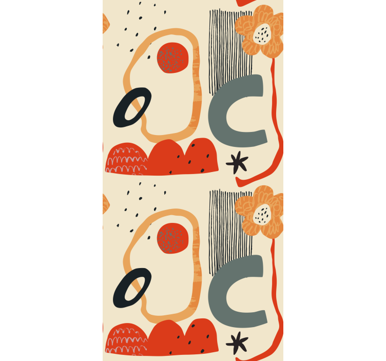 Röd och orange collage rullgardin målning - Tenstickers