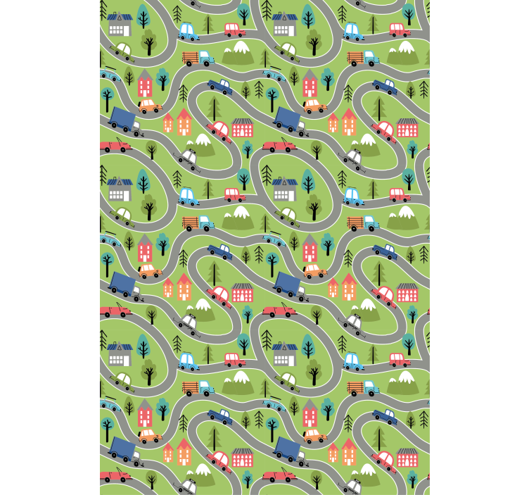 Färgglada fordonsvägar Rrullgardin barn - Tenstickers