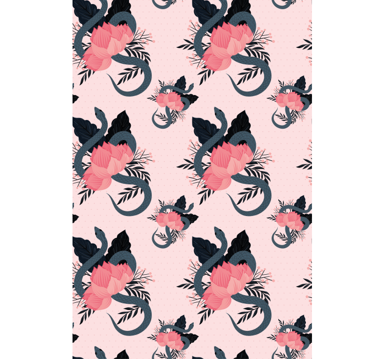 Blommig och ormdesign Rullgardin blommor och växter - Tenstickers