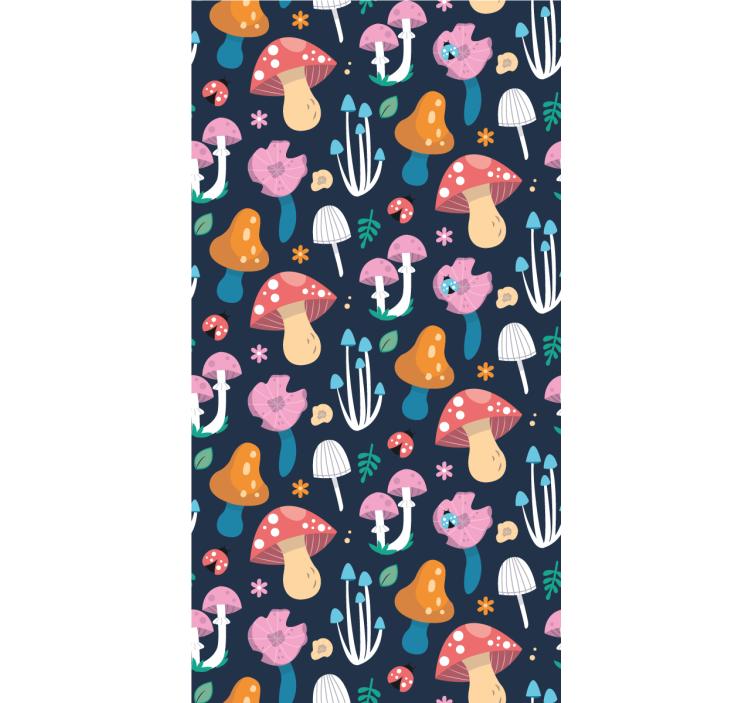 Svamp och nyckelpigor mönster köksgardin - Tenstickers