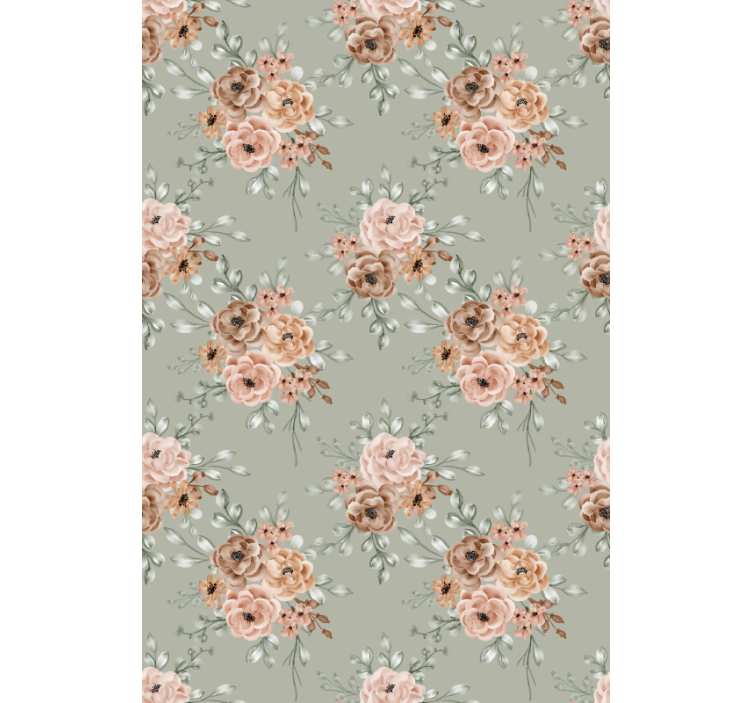 Vackert beige arrangemang Rullgardin blommig - Tenstickers