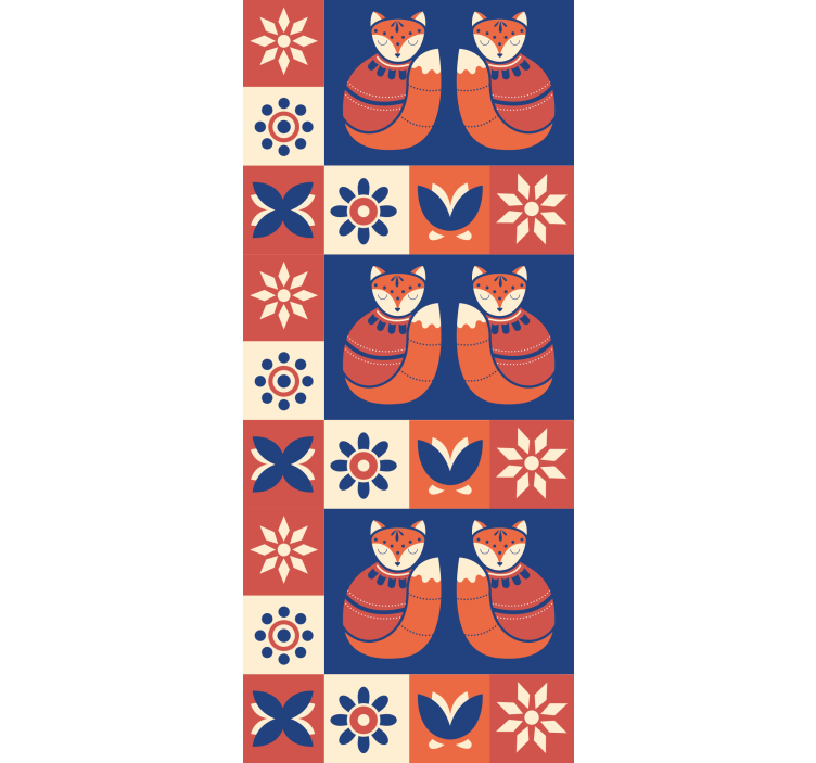 Färgglada traditionella djur nordiska rullgardin - Tenstickers