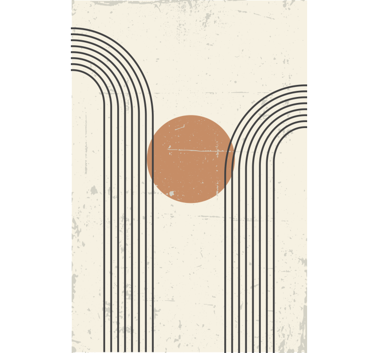 Abstrakt halvvalv brun rullgardin - Tenstickers