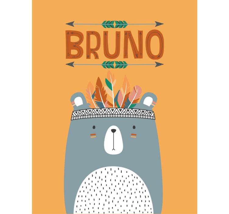 Blå nordisk björn med anpassningsbar namnRullgardin - Tenstickers