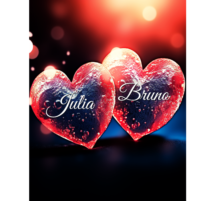 Hjärtan med namn Rullgardin personlig - Tenstickers