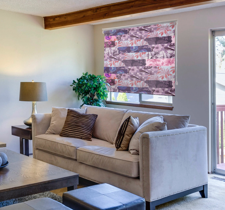 Blommigt collage blomma rullgardin - Tenstickers