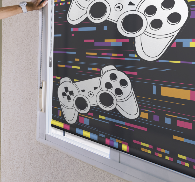 Flerfärgad fjärrkonsol nördRullgardin - Tenstickers