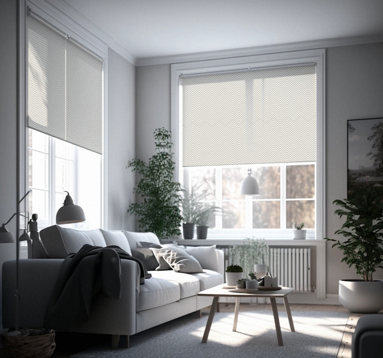 Grå linjer rustik rullgardin - Tenstickers