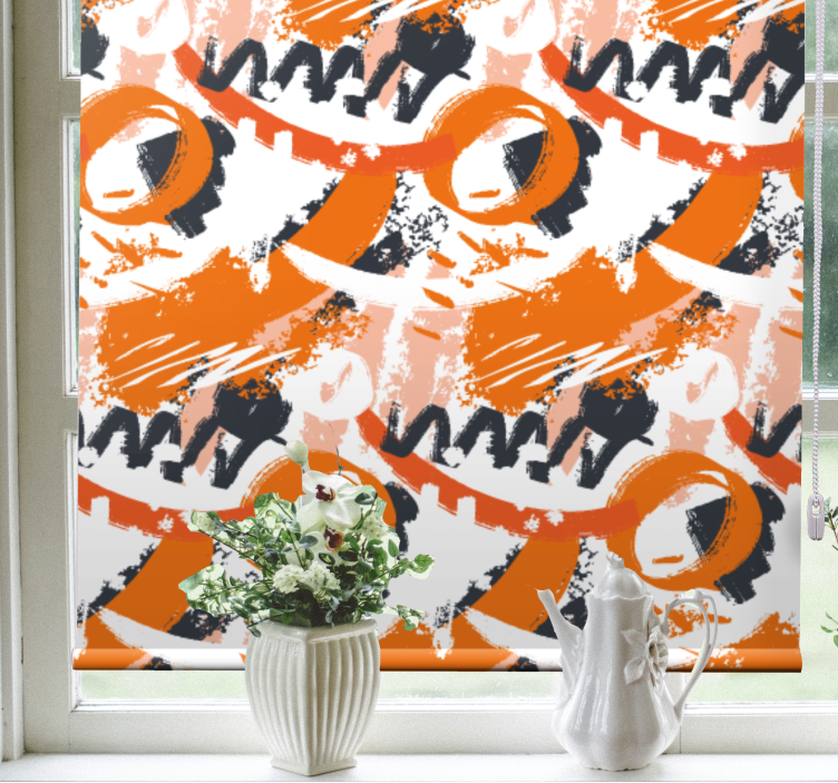 Abstrakt orange vattenfärg rullgardin målning - Tenstickers