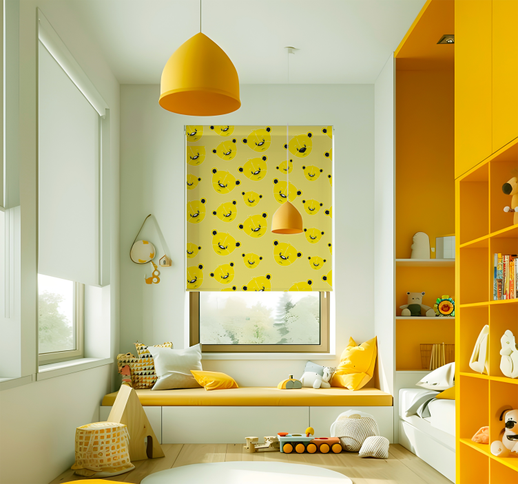 Björnar mönster Rullgardin gul - Tenstickers