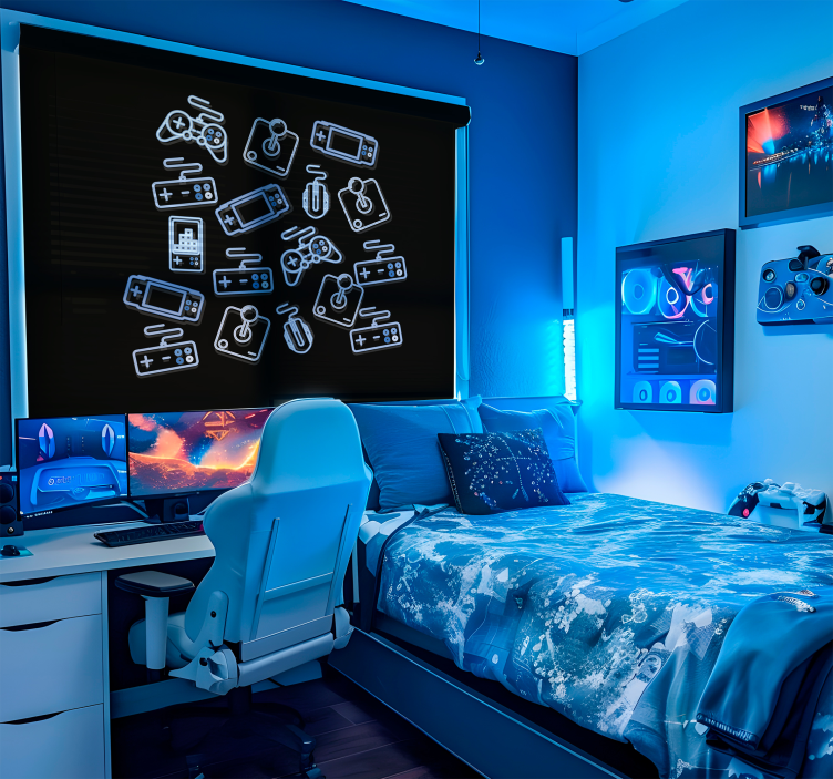 Blå kontroller Rullgardin nörd - Tenstickers