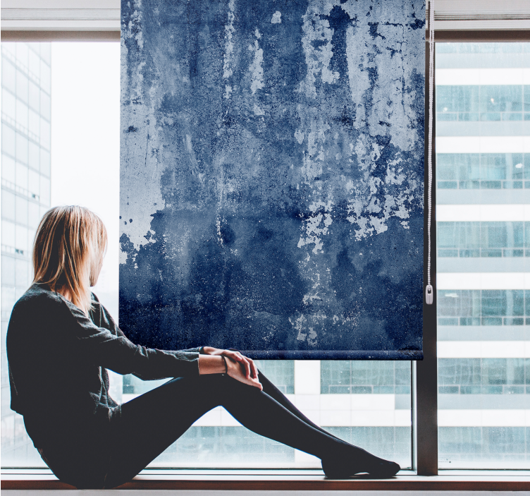 Blå sliten look "industriell stil" rullgardin - Tenstickers