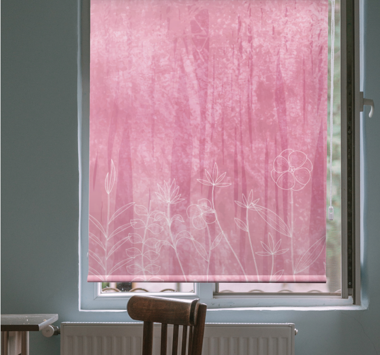 Blommig siluettdesign Rullgardin blommor och växter - Tenstickers