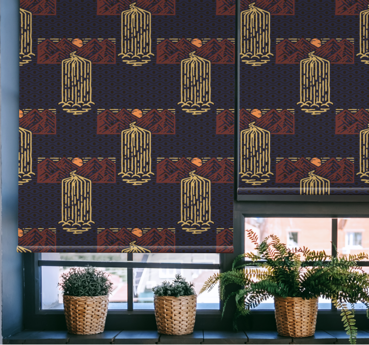 Solnedgång med vattenfall Rullgardin mer vintage - Tenstickers