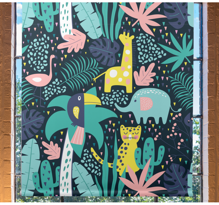 Djur och lämnar barn rullgardin - Tenstickers