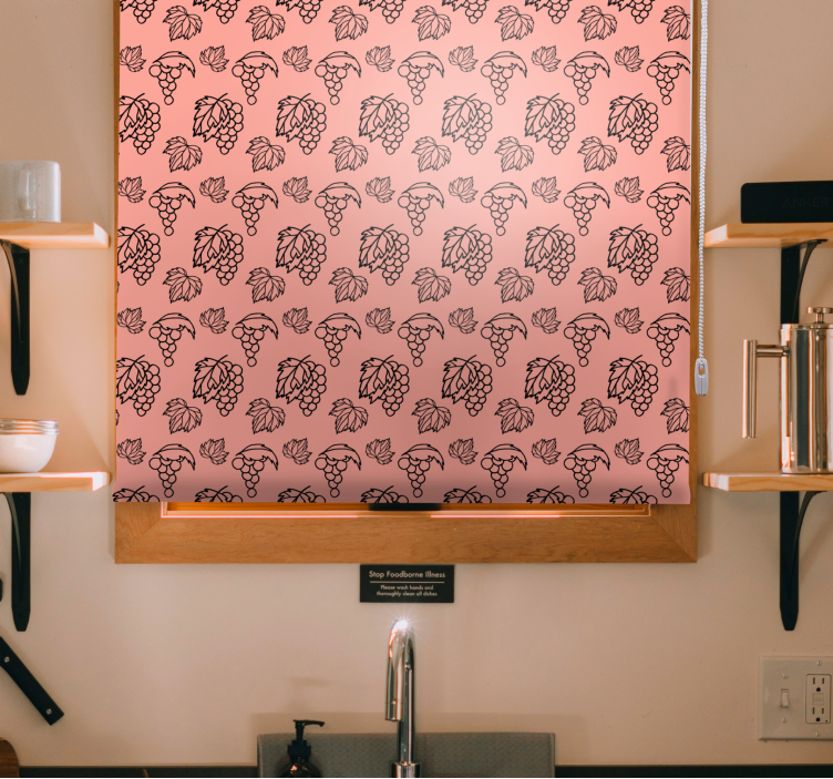 Druvor och blad mönster Rullgardin frukt och grönsaker - Tenstickers