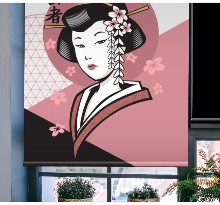 Elegant japansk kvinna Mönstrade rullgardiner - Tenstickers