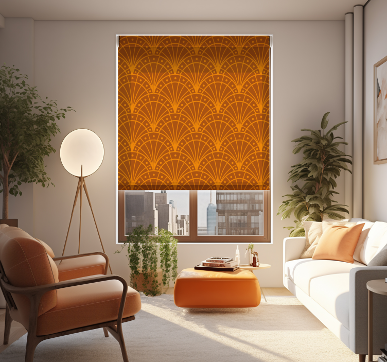 Elegant orange artdeco Rullgardin vardagsrum - Tenstickers