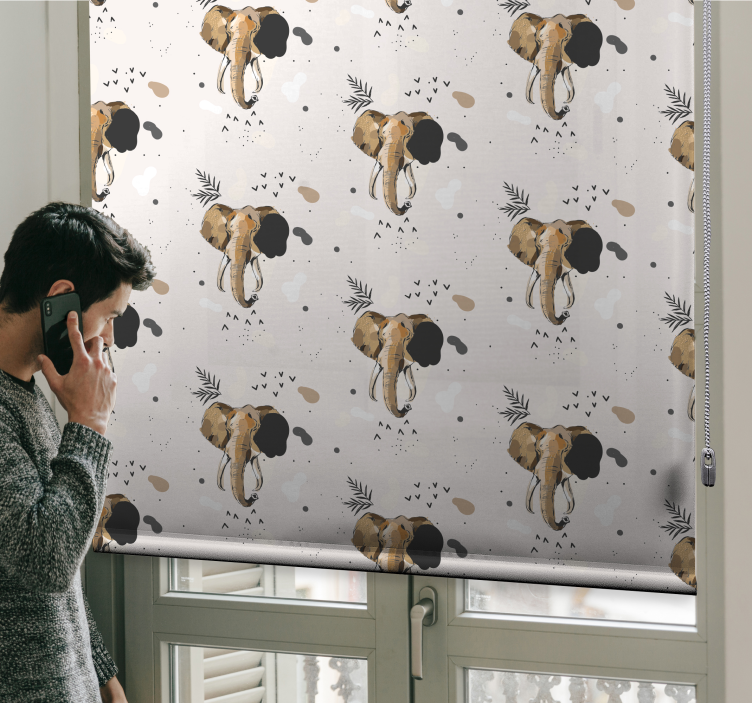 Fantastisk svartvitt elefant djurRullgardin - Tenstickers