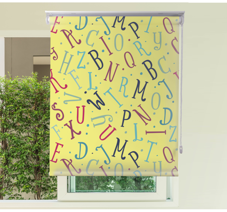 Färgglada bokstäver barn rullgardin - Tenstickers