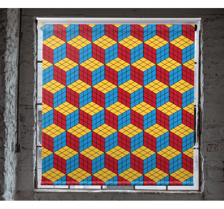 Färgglada kubmönster Rullgardin nörd - Tenstickers