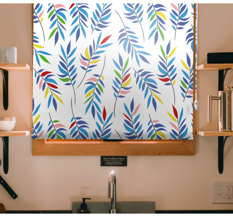 Färgglada lummiga mönster Rullgardin blommor och växter - Tenstickers