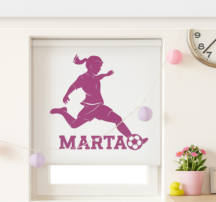 Flicka fotbollsspelare Rrullgardin barn - Tenstickers