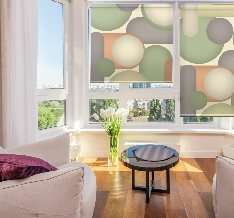 Geometrisk cirkel arrangemang Rullgardin modern - Tenstickers